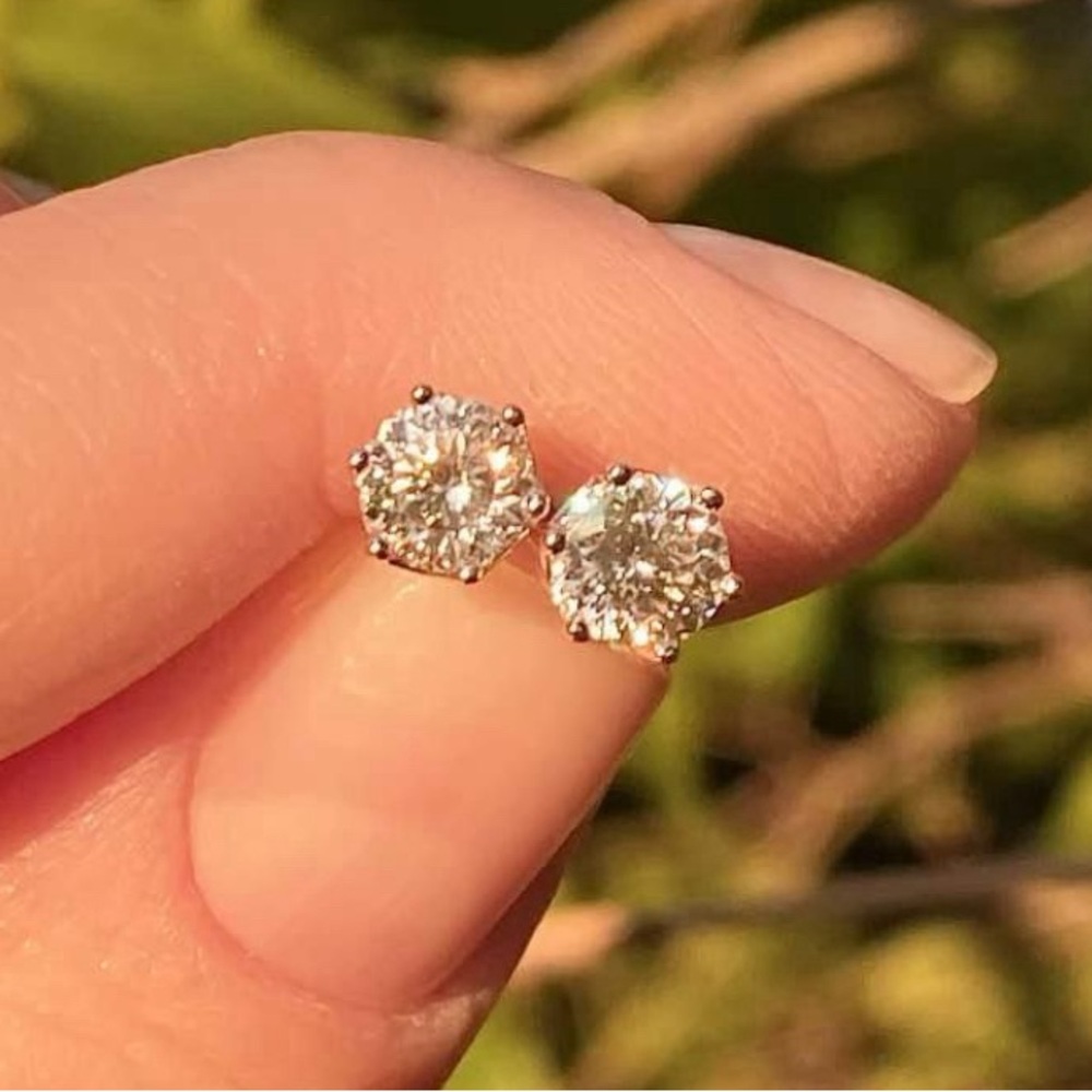 Diamond Moissanite Screw Back Earrings S925